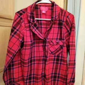 VICTORIA SECRET RED FLANNEL PAJAMA TOP